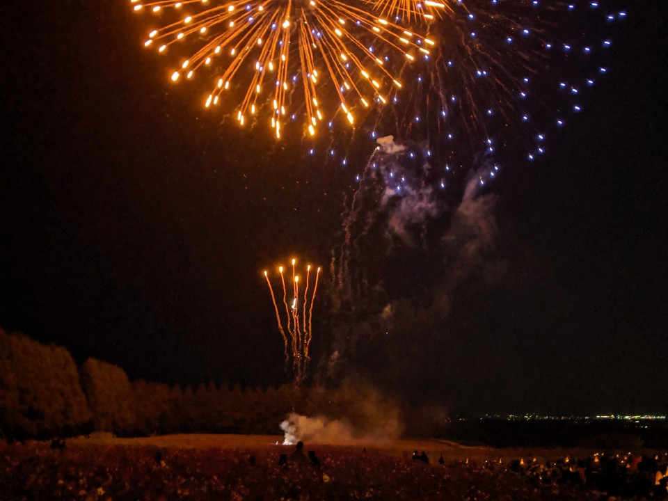 The 'Cosmos Festival' fireworks on the Ikoma Plateau