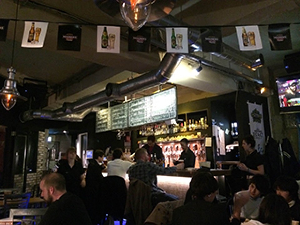 The main bar inside Two Dogs Taproom.