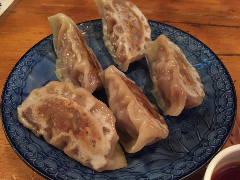 Koshu miso gyoza dumplings.