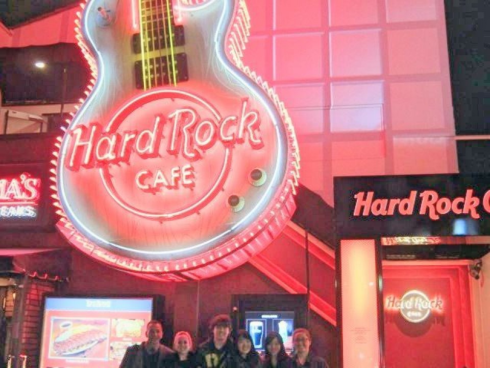 My friends and me after a delicious dinner at Hard Rock Cafe in Roppongi!