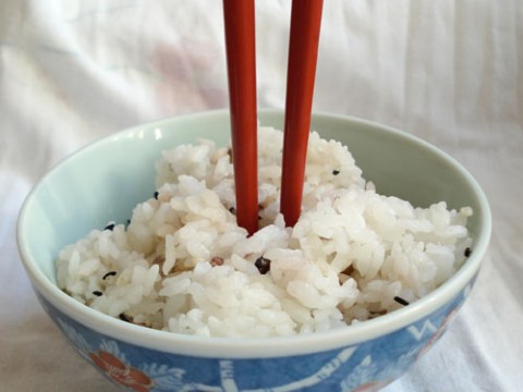 Do not stick your chopsticks upright in your rice! images