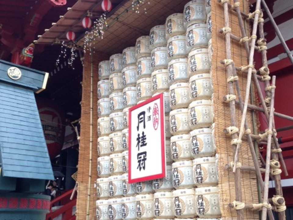 sake barrels at the temple
